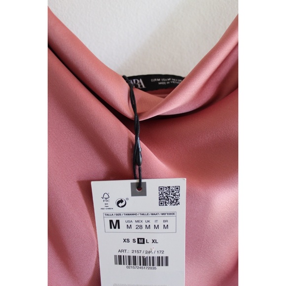 Zara Neutral Barbie Pink Lingerie Style Long Dress Medium BNWT - Picture 16 of 16